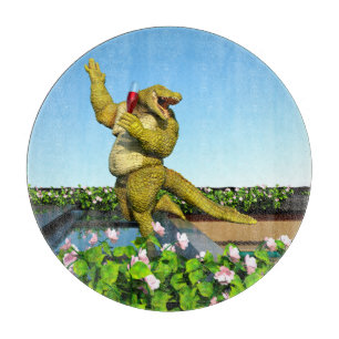 Funny Crocodile Champagne Pool Party Art Cutting Board