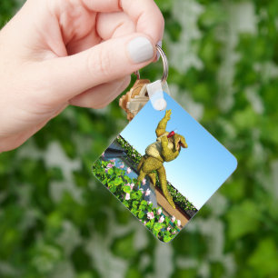 Funny Crocodile Champagne Pool Party Art Key Ring