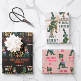 Funny Crocodile Pun Rock Out With Your Croc Out Wrapping Paper Sheet