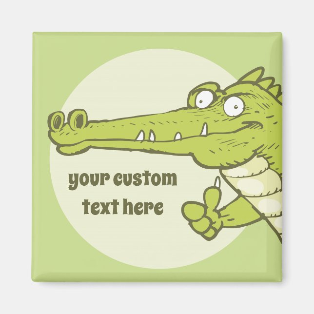 funny crocodile shows ok cartoon magnet (Front)