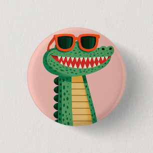 Funny Crocodile Sunglasses Cute Cartoon Animal 3 Cm Round Badge