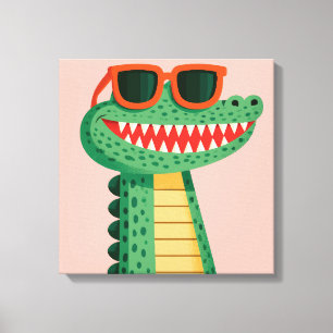 Funny Crocodile Sunglasses Cute Cartoon Animal Canvas Print