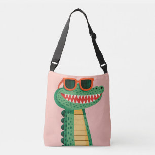 Funny Crocodile Sunglasses Cute Cartoon Animal Crossbody Bag