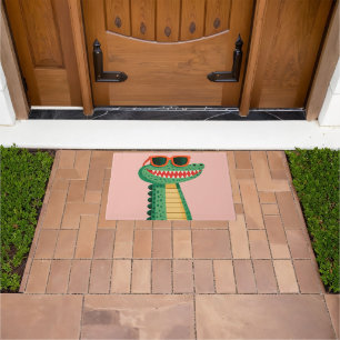 Funny Crocodile Sunglasses Cute Cartoon Animal Doormat