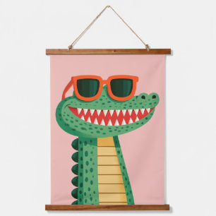 Funny Crocodile Sunglasses Cute Cartoon Animal Hanging Tapestry