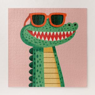 Funny Crocodile Sunglasses Cute Cartoon Animal Jigsaw Puzzle
