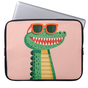 Funny Crocodile Sunglasses Cute Cartoon Animal Laptop Sleeve