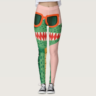 Funny Crocodile Sunglasses Cute Cartoon Animal Leggings