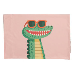 Funny Crocodile Sunglasses Cute Cartoon Animal Pillowcase