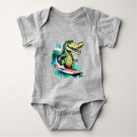 Funny crocodile surfing