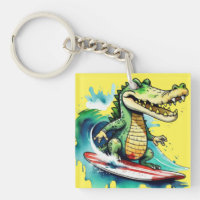 Funny crocodile surfing