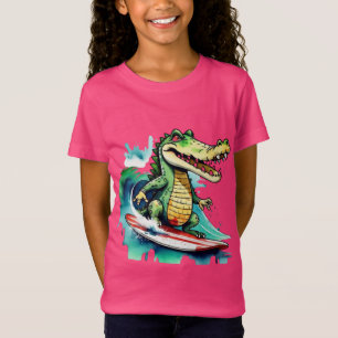 Funny crocodile surfing T-Shirt