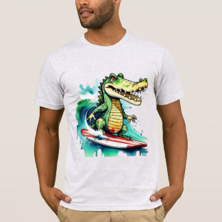 Funny crocodile surfing T-Shirt