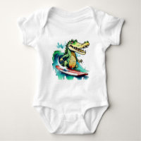 Funny crocodile surfing T-Shirt