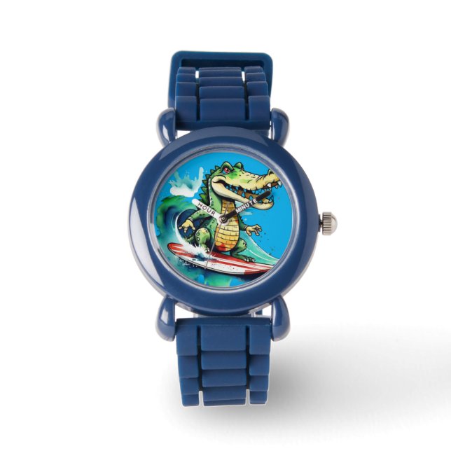 Funny crocodile surfing watch (Front)