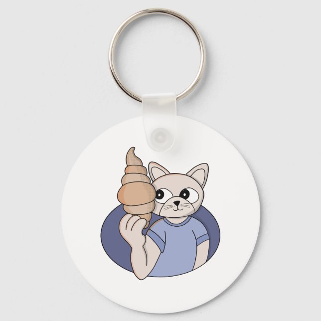 Funny Croissant Cat Key Ring (Front)