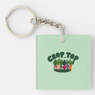 Funny Crop Top Pun Veggie Garden Roots Key Ring