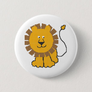 Funny cross-stitch cartoon Lion 6 Cm Round Badge