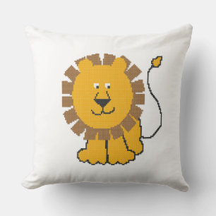 Funny cross-stitch cartoon Lion Cushion