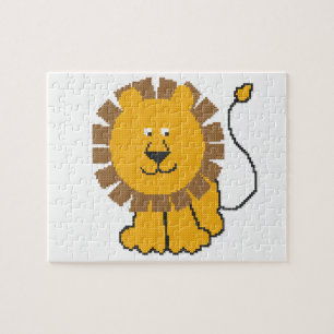 Funny cross-stitch cartoon Lion Jigsaw Puzzle