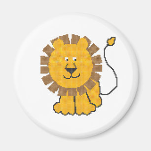 Funny cross-stitch cartoon Lion Magnet