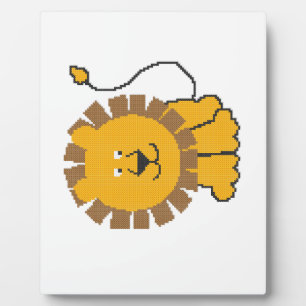 Funny cross-stitch cartoon Lion Plaque