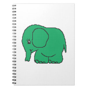 Funny cross-stitch green elephant spiral notebook
