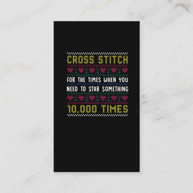 Funny Cross Stitch Humour Crafty Needlepoint Mum Business Card (Front)