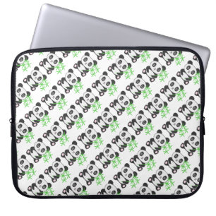 Funny cross-stitch panda laptop sleeve