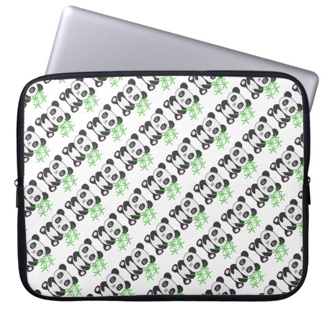 Funny cross-stitch panda laptop sleeve (Front)