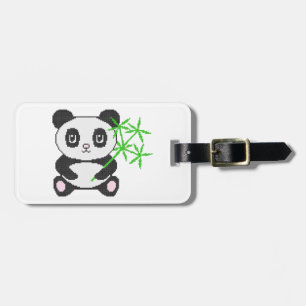 Funny cross-stitch panda luggage tag