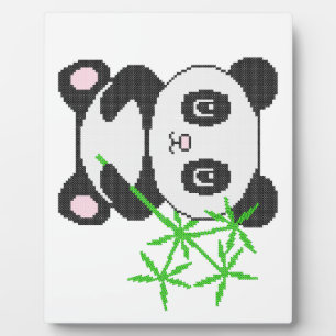 Funny cross-stitch panda plaque