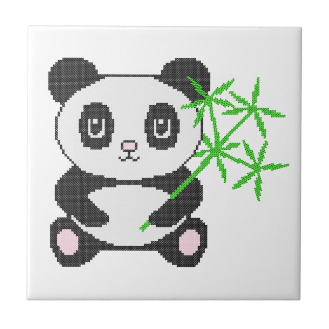 Funny cross-stitch panda tile (Front)