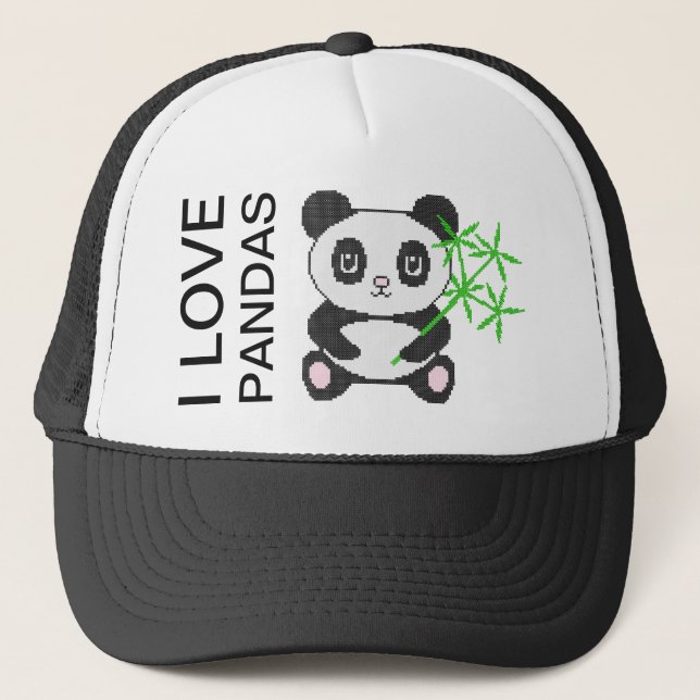 Funny cross-stitch panda trucker hat (Front)