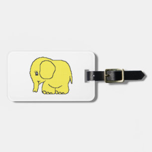 Funny cross-stitch yellow elephant luggage tag