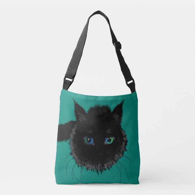 Funny Crossbody Bag with Black Cat - Customisable (Front)
