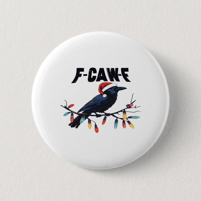 Funny Crow Christmas Classic Retro Design 6 Cm Round Badge (Front)