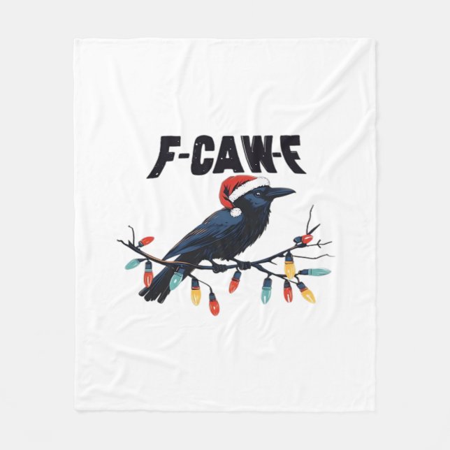 Funny Crow Christmas Classic Retro Design Fleece Blanket (Front)