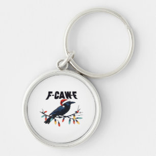 Funny Crow Christmas Classic Retro Design Key Ring