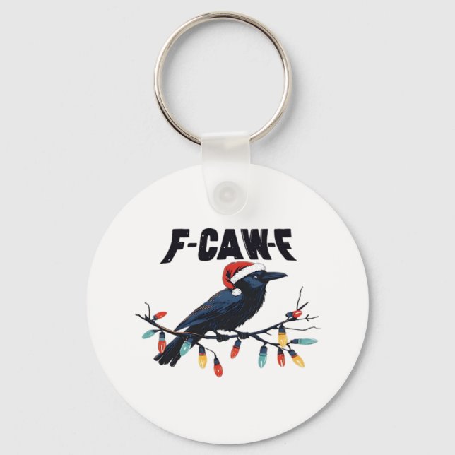 Funny Crow Christmas Classic Retro Design Key Ring (Front)