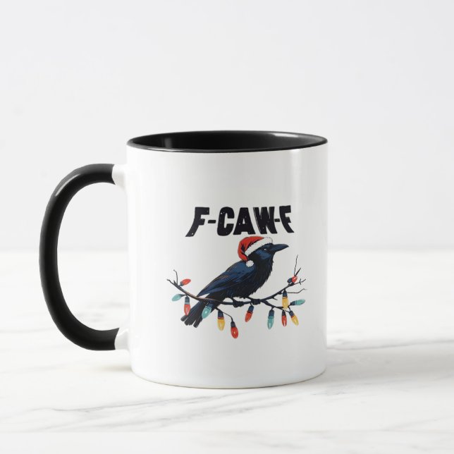 Funny Crow Christmas Classic Retro Design Mug (Left)