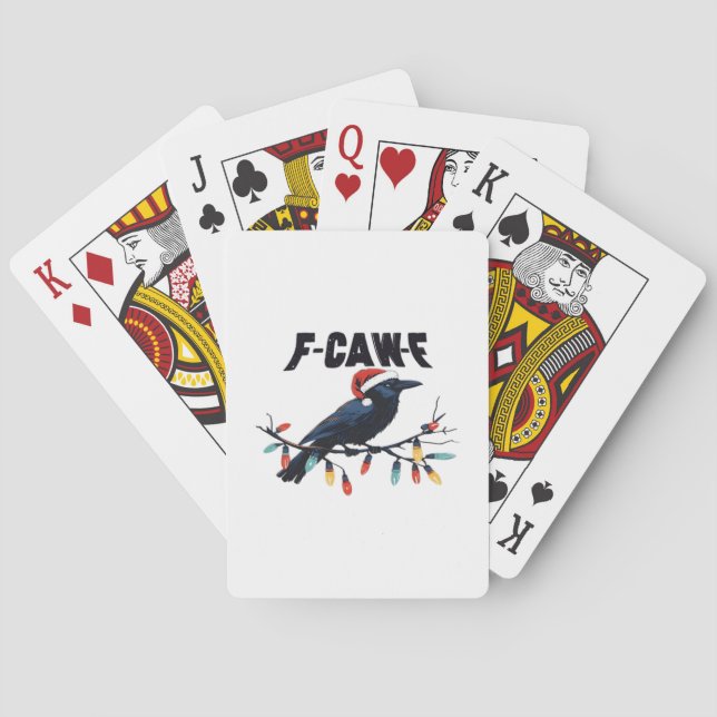 Funny Crow Christmas Classic Retro Design Playing Cards (Back)