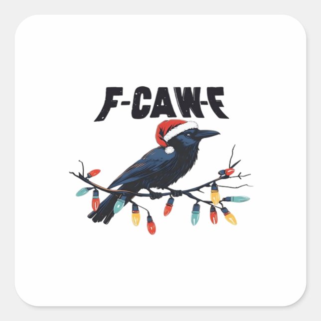 Funny Crow Christmas Classic Retro Design Square Sticker (Front)
