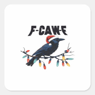 Funny Crow Christmas Classic Retro Design Square Sticker