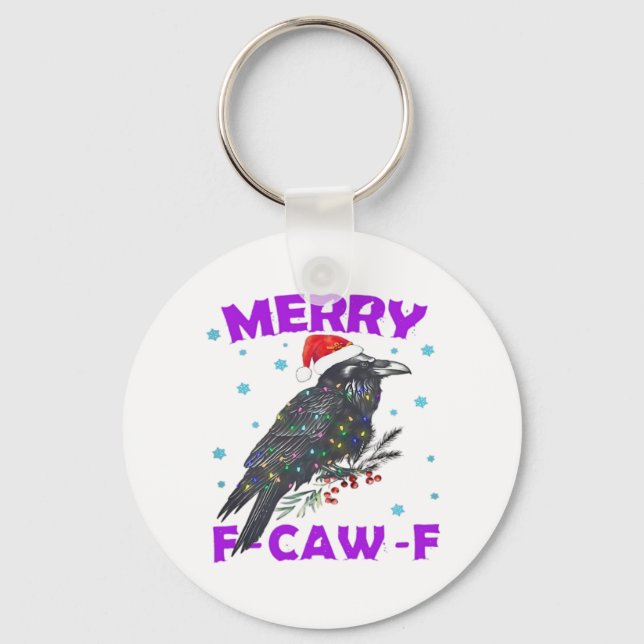 Funny Crow Christmas Classic Vintage Style Key Ring (Front)