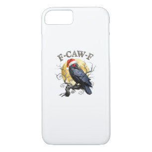 Funny Crow F-Caw-F Bird Gothic Christmas Santa Hat Case-Mate iPhone Case