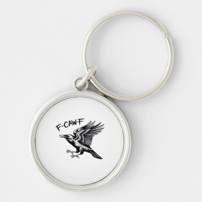 Funny Crow F-Caw-F Essential Minimal Clean Key Ring (Front)