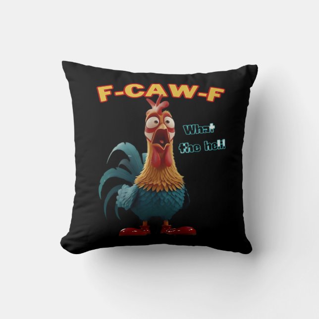 Funny Crow F-Caw-F Humour Gothic Cushion (Front)