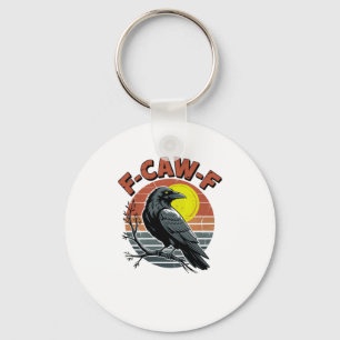 Funny Crow F-Caw-F Retro Sunset Adult Design Tri-B Key Ring