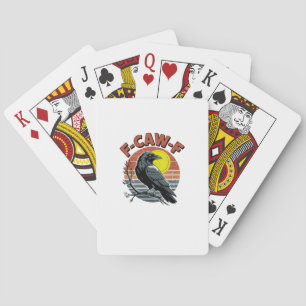 Funny Crow F-Caw-F Retro Sunset Adult Design Tri-B Playing Cards